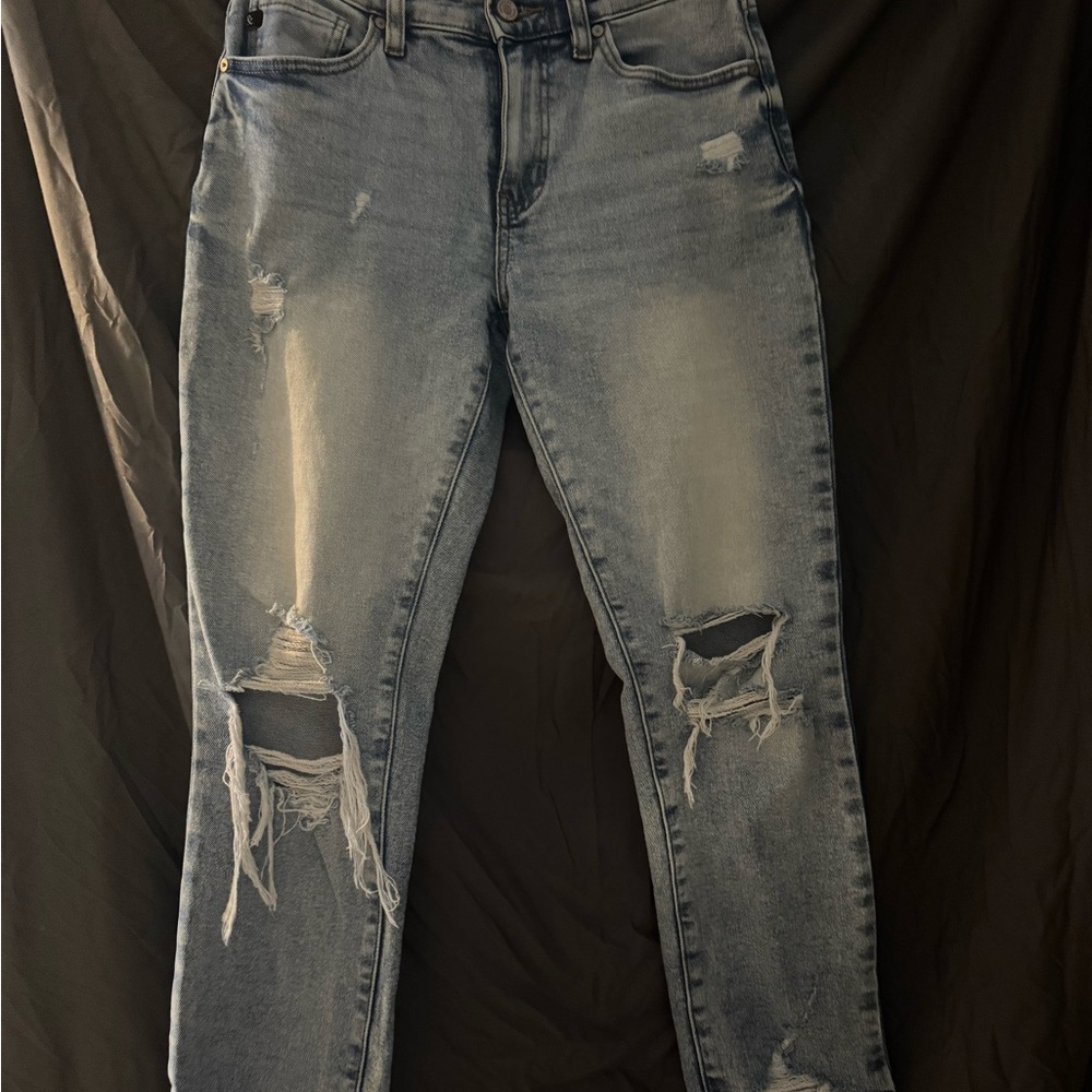 AMPERSAND AVE Distressed Gray Jeans